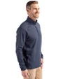 Atlanta Braves Stars & Stripes Cutter & Buck Peshastin Fleece Recycled Mens Half Zip Pullover Navy Blue Heather Side