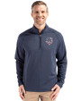 Minnesota Twins Stars & Stripes Cutter & Buck Peshastin Fleece Recycled Mens Half Zip Pullover Navy Blue Heather Front