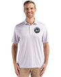 New York Mets Monochromatic Cutter & Buck Pike Recycled Diamond Dot Print Mens Big & Tall Polo Polished Medium Gray Front