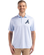 Atlanta Braves Cutter & Buck Pike Recycled Diamond Dot Print Mens Polo Atlas Light Blue Front