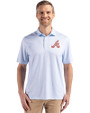 Atlanta Braves Cooperstown Cutter & Buck Pike Eco Diamond Dot Print Recycled Mens Polo Atlas Light Blue Front