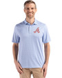 Atlanta Braves Cooperstown Cutter & Buck Pike Eco Diamond Dot Print Recycled Mens Polo Tour Blue Front
