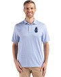 Chicago Cubs Cooperstown Cutter & Buck Pike Eco Diamond Dot Print Recycled Mens Polo Tour Blue Front