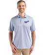 Kansas City Royals Cooperstown Cutter & Buck Pike Eco Diamond Dot Print Recycled Mens Polo Navy Blue Front