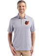 Baltimore Orioles Cooperstown Cutter & Buck Pike Eco Diamond Dot Print Recycled Mens Polo Black Front
