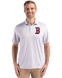 Boston Red Sox Cutter & Buck Pike Recycled Diamond Dot Print Mens Polo Polished Medium Gray Front