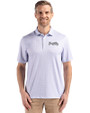 Atlanta Braves Mono Cutter & Buck Pike Eco Diamond Dot Print Recycled Mens Polo Hyacinth Front