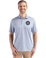 Seattle Mariners Mono Cutter & Buck Pike Eco Diamond Dot Print Recycled Mens Polo Navy Blue Front