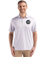 Chicago Cubs Mono Cutter & Buck Pike Eco Diamond Dot Print Recycled Mens Polo Polished Medium Gray Front
