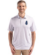 Chicago Cubs Cooperstown Cutter & Buck Pike Eco Flora Print Recycled Mens Big & Tall Polo Polished Medium Gray Front