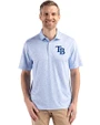 Tampa Bay Rays Cutter & Buck Pike Eco Flora Print Recycled Mens Big & Tall Polo Atlas Light Blue Front