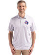 Texas Rangers Cooperstown Cutter & Buck Pike Eco Flora Print Recycled Mens Big & Tall Polo Polished Medium Gray Front