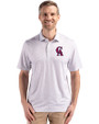 Los Angeles Angels Cooperstown Cutter & Buck Pike Eco Flora Print Recycled Mens Big & Tall Polo Polished Medium Gray Front