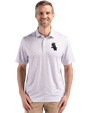 Chicago White Sox Mono Cutter & Buck Pike Eco Flora Print Recycled Mens Big & Tall Polo Polished Medium Gray Front