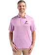 Miami Marlins Mono Cutter & Buck Pike Eco Flora Print Recycled Mens Polo Gelato Fuchsia Front