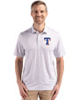 Texas Rangers Cutter & Buck Pike Eco Flora Print Recycled Mens Polo Polished Medium Gray Front