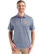 Houston Astros Cutter & Buck Pike Eco Flora Print Recycled Mens Polo Navy Blue Front
