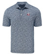 Minnesota Twins Cutter & Buck Pike Eco Flora Print Recycled Mens Polo Navy Blue Mannequin