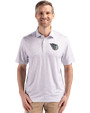 Cleveland Guardians Mono Cutter & Buck Pike Eco Flora Print Recycled Mens Polo Polished Medium Gray Front