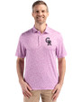 Colorado Rockies Mono Cutter & Buck Pike Eco Flora Print Recycled Mens Polo Gelato Fuchsia Front