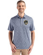 Milwaukee Brewers Cutter & Buck Pike Eco Flora Print Recycled Mens Polo Navy Blue Front