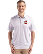 Cleveland Guardians - Cutter & Buck Pike Recycled Flora Print Mens Polo Polished Medium Gray Front