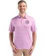 Chicago Cubs Mono Cutter & Buck Pike Eco Flora Print Recycled Mens Polo Gelato Fuchsia Front