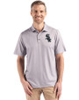 Chicago White Sox Cutter & Buck Pike Eco Shadow Check Print Recycled Mens Big & Tall Polo Polished Medium Gray Front