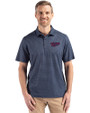 Minnesota Twins Cooperstown Cutter & Buck Pike Eco Shadow Check Print Recycled Mens Big & Tall Polo Navy Blue Front