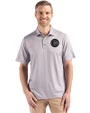 Chicago Cubs Mono Cutter & Buck Pike Eco Shadow Check Print Recycled Mens Big & Tall Polo Polished Medium Gray Front