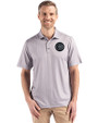 Chicago Cubs Mono Cutter & Buck Pike Eco Shadow Check Print Recycled Mens Big & Tall Polo Polished Medium Gray Front