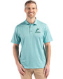 Miami Marlins Mono Cutter & Buck Pike Eco Shadow Check Print Recycled Mens Polo Fresh Mint Front