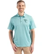 Cleveland Guardians Monochromatic Cutter & Buck Pike Recycled Shadow Check Print Mens Polo Fresh Mint Front