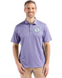 Milwaukee Brewers Mono Cutter & Buck Pike Eco Shadow Check Print Recycled Mens Polo Hyacinth Front