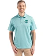 Philadelphia Phillies Mono Cutter & Buck Pike Eco Shadow Check Print Recycled Mens Polo Fresh Mint Front