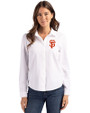 San Francisco Giants Cutter & Buck Advantage Tri-Blend Eco Soft Pique Long Sleeve Knitted Womens Button Up White Front