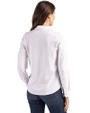 Cleveland Guardians Mono Cutter & Buck Advantage Tri-Blend Eco Soft Pique Long Sleeve Knitted Womens Button Up White Back