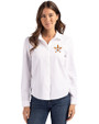 Houston Astros Cutter & Buck Advantage Tri-Blend Eco Soft Pique Long Sleeve Knitted Womens Button Up White Front