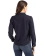 Toronto Blue Jays Cooperstown Cutter & Buck Advantage Tri-Blend Eco Soft Pique Long Sleeve Knitted Womens Button Up Liberty Navy Back