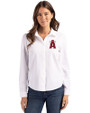 Los Angeles Angels City Connect Cutter & Buck Advantage Tri-Blend Eco Soft Pique Long Sleeve Knitted Womens Button Up White Front