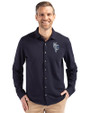 Kansas City Royals City Connect Cutter & Buck Advantage Tri-Blend Eco Soft Pique Long Sleeve Knitted Mens Button Up Liberty Navy Front