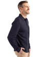 Milwaukee Brewers City Connect Cutter & Buck Advantage Tri-Blend Eco Soft Pique Long Sleeve Knitted Mens Button Up Liberty Navy Side