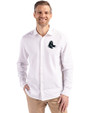 Boston Red Sox Mono Cutter & Buck Advantage Tri-Blend Eco Soft Pique Long Sleeve Knitted Mens Button Up White Front