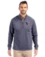 Houston Texans - Cutter & Buck Adapt Eco Knit Heather Mens Big & Tall Quarter Zip Pullover Navy Blue Heather Front