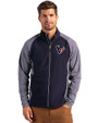 Houston Texans - Cutter & Buck Adapt Eco Knit Hybrid Recycled Mens Full Zip Jacket Navy Blue Heather/Navy Blue Front