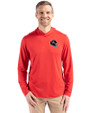 Houston Texans NFL Helmet Cutter & Buck Coastline Epic Comfort Recycled Mens Hooded Shirt Red Front