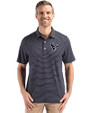 Houston Texans Mono - Cutter & Buck Forge Epic Confidence Fine Line Stripe Stretch Recycled Mens Polo Navy Blue/White Front