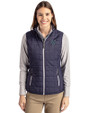 Villanova Wildcats Cutter & Buck Rainier PrimaLoft® Womens Eco Insulated Full Zip Puffer Vest Dark Navy/Silver Front
