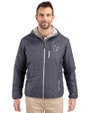 Houston Texans Monochromatic Cutter & Buck Rainier Recycled Insulated Puffer Mens Full Zip Hooded Jacket Anthracite Melange Front