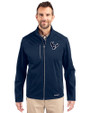 Houston Texans Mono - Cutter & Buck Evoke Softshell Recycled Full Zip Mens Jacket Navy Blue Front